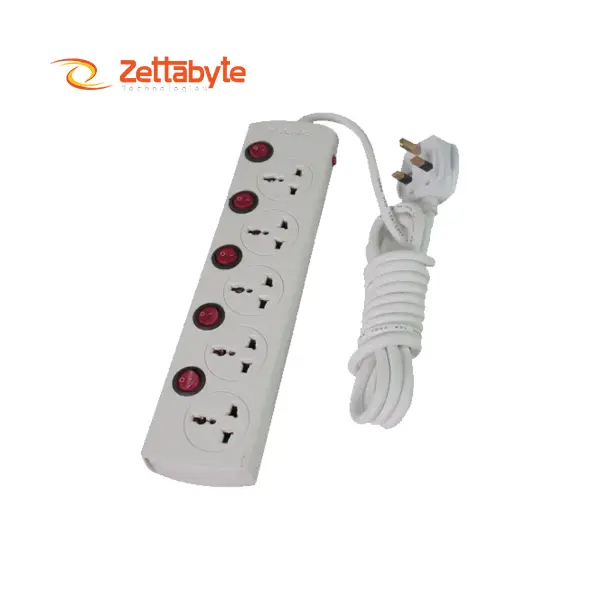Nano MBS 405 5-Port White 3-Pin Power Strip