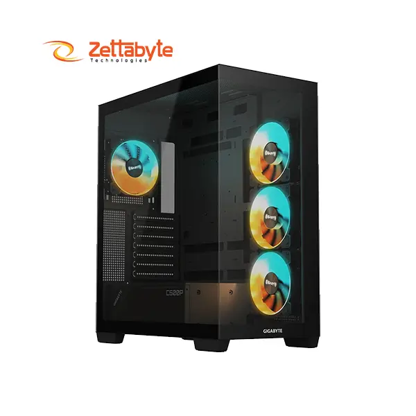 Gigabyte C500 Panoramic Stealth Ice Sleek Tempered Glass Panel Black Desktop Casing