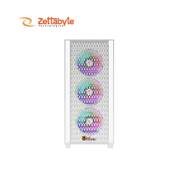 PC Power Flow White Mesh Mid Tower Gaming Desktop Case