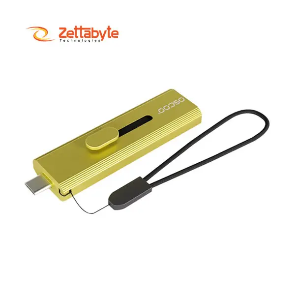 Oscoo T10 512GB USB 3.2 Gen 1 Type-A & Type-C OTG Gold Portable External SSD